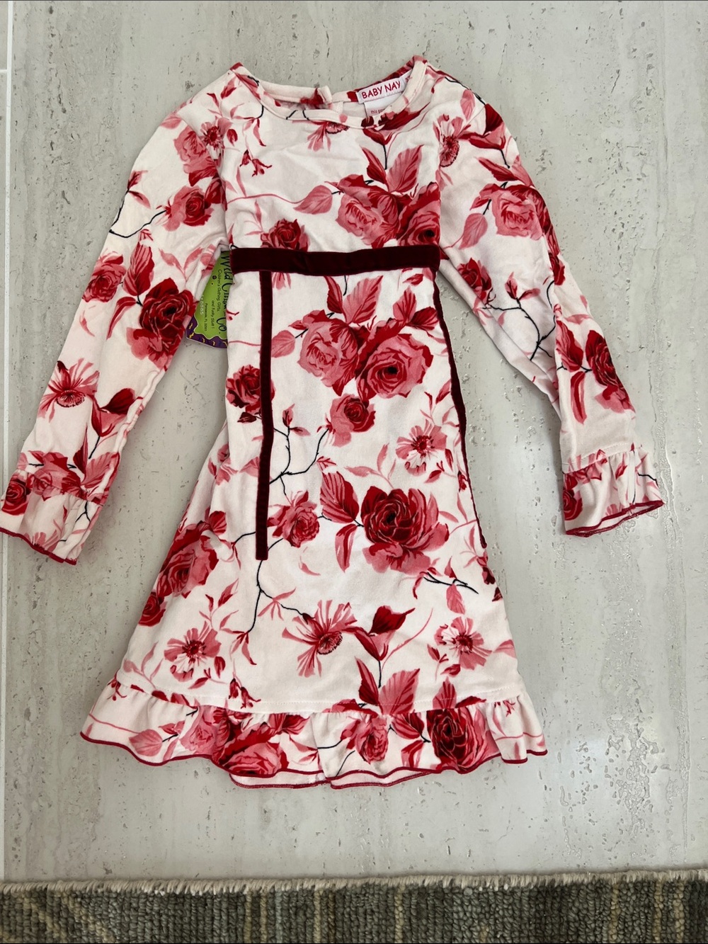 Pink Floral Long-Sleeve Dress